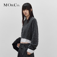 MO&Co. 摩安珂 MOCO秋季新品羊毛混纺毛衣衬衫内搭两件套短款毛衣