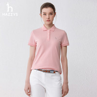 哈吉斯（HAZZYS）女装 2024春季女士POLO素色基础款短袖衫ASTSE0BBF01 浅粉色LP 160/84A38