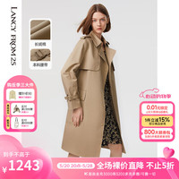 朗姿法式纯棉气质高级感流行时尚中长款外套女23风衣 浅米色 S