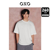 GXG奥莱重磅260g肌理感宽松休闲圆领短袖T恤 白色 180/XL