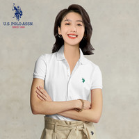 美国马球协会 U.S. POLO ASSN.保罗POLO衫女夏季时尚潮流透气短袖休闲百搭上衣女装 珍珠白 L-165/88A