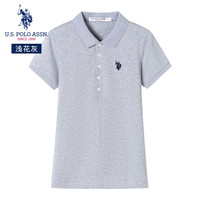 美国马球协会 U.S. POLO ASSN.保罗POLO衫女夏季时尚潮流透气短袖休闲百搭上衣女装 浅花灰 S-155/80A