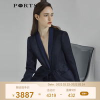 PORTS宝姿女装三醋纤抽绳收腰西装夹克LL8J017KWQ012 NAVY MIX 2