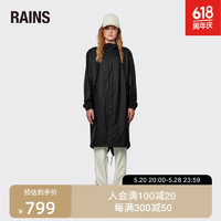 Rains  鱼尾风衣防水服连帽时尚雨衣男女同款 Fishtail Parka 黑色 XS
