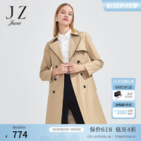 玖姿（JUZUI）休闲时尚撞色外套女春季通勤OL风衣JWCC41204 卡其 XL