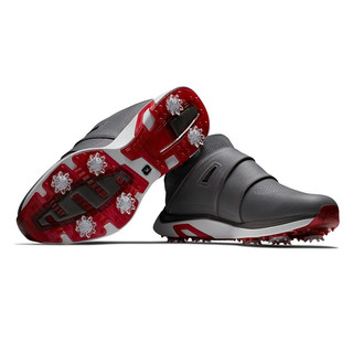 Footjoy高尔夫球鞋男士FJ HyperFlex运动轻量golf有钉鞋旋钮款防滑鞋子 炭黑/灰/红51045 7=40码