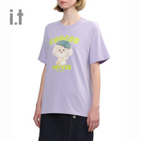 :CHOCOOLATE it 女装圆领短袖T恤2024夏季可爱甜美半袖1862XUM PPL/淡紫色 M