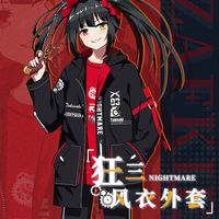 以舟 约会大作战动漫周边连帽外套时崎狂三二次元风衣T恤裤子日常衣服t 狂三短款风衣外套 2XL 150--185斤