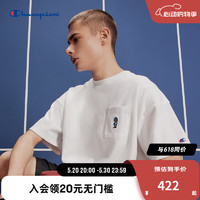 Champion冠军短袖t恤男2024夏季口袋刺绣纯棉运动灰色上衣女 白色 L