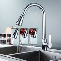 藤谷 枪灰色厨房水龙头冷热 三种出水304不锈钢抽拉式龙头 360°旋转洗菜盆洗碗池水槽家用防溅龙头