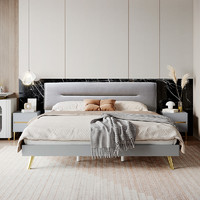 QuanU 全友 家居软靠双人床意式轻奢床 简约现代卧室家具科技布床