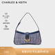  CHARLES & KEITH CHARLES&KEITH质感马蹄扣手提包斜挎包单肩包腋下包Gabine法棍包女CK2-20270913 Navy深蓝色 M　