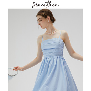 法式长裙夏抹胸裙子小个子穿搭连衣裙蓝色吊带裙女夏季