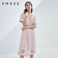 嫚熙（EMXEE）睡衣夏季薄款月子服产后家居睡裙女 云粉色【带哺乳口】 XL