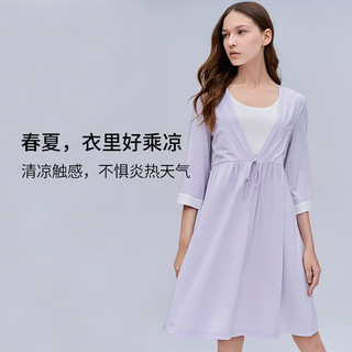 嫚熙（EMXEE）睡衣夏季薄款月子服产后家居睡裙女 鸢尾紫【带哺乳口】 M