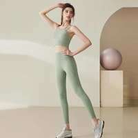 双秀瑜伽服女瑜伽服套装透气镂空美背高级感专业运动跑步普拉训练夏季 牛油果绿套装 L(110-120斤)