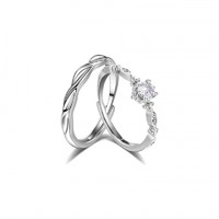 MUCMXG 通體s999足銀閃耀星河情侶對戒時尚簡約開口戒指小眾設計鋯石指環