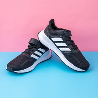 adidas 阿迪达斯 儿童运动鞋跑步鞋青少年休闲鞋 黑白色 29码