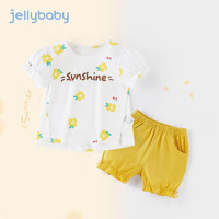JELLYBABY 宝宝夏装套装2婴儿短袖夏款童装儿童两件套女童夏季衣服 黄花 90