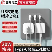 TEP 国际电工 86型20W快充USB插座开关面板墙壁手机充电Type-c家用
