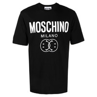 moschino莫斯奇诺春夏圆领短袖T恤男女款黑色double smiley图案