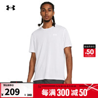 安德玛 UNDERARMOUR）春夏Streaker Splatter男子跑步运动短袖T恤1382586 白色100 XL
