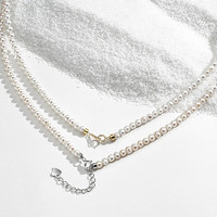 DOHX 都熙 小米珠珍珠項鏈 3-4mm強光淡水珍珠頸飾送女友禮物 S925銀扣