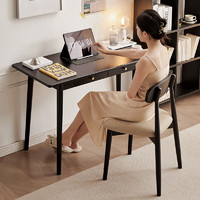 森冠居社 实木书桌北欧学习桌学生家用卧室黑色小户型办公桌写字台电脑桌 书桌0.8M款