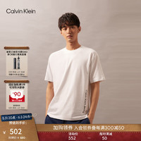 Calvin Klein Jeans24春夏男士纯棉休闲ck字母印花宽松短袖T恤J325191 YAF-月光白 M
