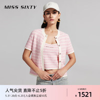 MISS SIXTY2024夏季针织外套女小香风撞色条纹甜美气质上衣 浅粉 XS