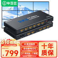 Biaze 毕亚兹 HDMI画面拼接器 4K高清9路3x3电视拼接屏多屏宝控制盒液晶屏融合处理器 KVM45