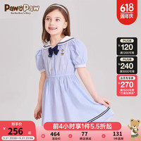 PawinPaw卡通小熊童装24年夏季新款女童可脱卸蝴蝶结连衣裙海军风