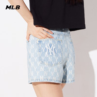 MLB 官方 女士復古老花牛仔短褲運動休閑褲潮時尚夏季DPM01