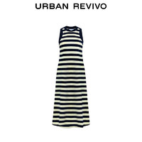 URBAN REVIVO 水果系列 女士休闲撞色条纹连衣裙 UWU740050 米白条纹 L