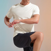 HLA 海澜之家 男士马术运动速干圆领短袖短袖T恤 HNTBW2W184A 米白 M