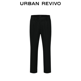 URBAN REVIVO 男装都市轻商务通勤纯色百搭萝卜裤UMU640030 正黑 34