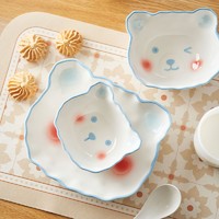 肆月 小兔子陶瓷米饭碗家用卡通可爱4-6岁儿童吃饭餐具ins风 8英寸盘*1个