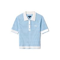 Gap 盖璞 女装2024夏季纹理感刺绣logo撞色polo领针织衫上衣 465703 蓝色 S