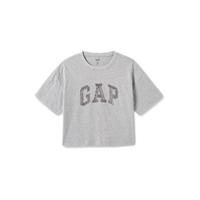 Gap 盖璞 女士精梳棉牛仔logo短款短袖T恤宽松上衣 496354 灰色 S