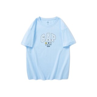 Gap 盖璞 女装2024夏季精梳棉字母logo短袖T恤宽松亲肤上衣 465249 蓝色 M