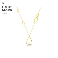 Light Mark 小白光 镂空水滴珍珠项链925银感颈饰女节日礼物 珍珠7.5-8mm