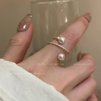 KOSE 高絲 韓國珍珠開口可調節戒指女新款輕奢小眾設計感食指戒韓國指環