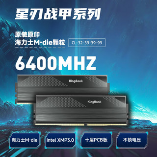 KINGBANK 金百达 96GB(48GBX2)套装 DDR5 6400 台式机内存条海力士M-die颗粒 星刃 C32