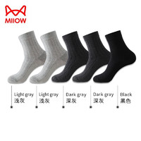 Miiow 貓人 5雙裝男士純棉中筒襪  吸濕排汗耐磨