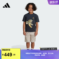 adidas狮子王联名休闲短袖套装男小童儿童夏季阿迪达斯轻运动 黑色/浅褐 122CM