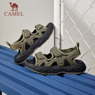 骆驼（CAMEL）男士凉鞋透气休闲运动户外魔术贴沙滩鞋 G14M074662 绿色 42