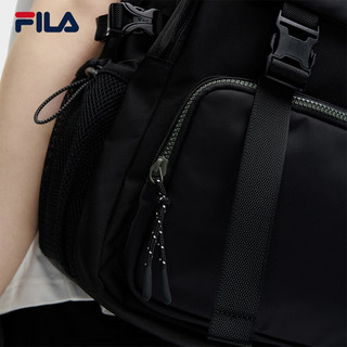 FILA 斐乐男士背包2024夏季时尚双肩包大容量书包电脑包 正黑色-BK XS