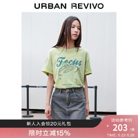 UR2024夏季女装休闲趣味创意个性印花圆领T恤衫UWL440125 黄绿 XL