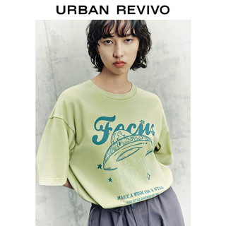 URBAN REVIVO 女装休闲趣味创意个性印花圆领T恤衫UWL440125 黄绿 XS