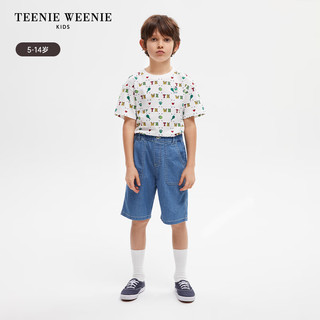 Teenie Weenie Kids小熊童装男童24年夏LOGO满印纯棉短袖T恤 白色 110cm